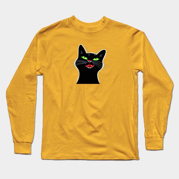 Cat Head Long Sleeve T-Shirt by Wright Art